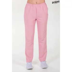 Pantalón microfibra rosa con bolsillos Dyneke 9929481: vista frontal del pantalón con modelo.