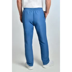 Pantalón microfibra azul con bolsillos Dyneke 9929482: vista trasera del pantalón con modelo.