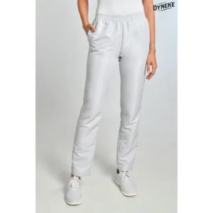 Pantalón microfibra gris perla con bolsillos Dyneke 9929488: vista frontal del pantalón con modelo.