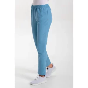 Pantalón c/ bolsillos microfibra azul denim Dyneke 9929490: vista lateral del pantalón con modelo.