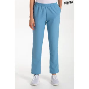 Pantalón c/ bolsillos microfibra azul denim Dyneke 9929490: vista frontal del pantalón con modelo.