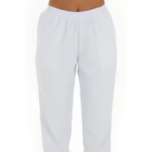Pantalón unisex microfibra blanco c/bolsillos Dyneke 9929570: detalle frontal del pantalón.
