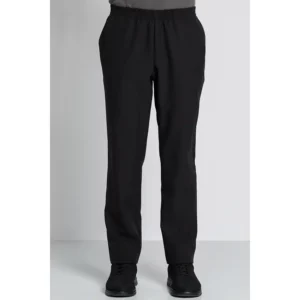 Pantalón negro poliéster con bolsillos Dyneke 9929725: vista frontal del pantalón con modelo.