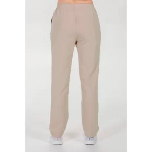 Pantalón microfibra elástica beige Dyneke 9929785: vista trasera del pantalón con modelo.