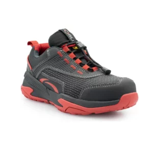 Zapato de seguridad Forli HARLEM negro/rojo, vista tres cuartos