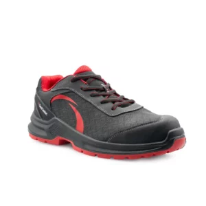 Zapato de seguridad Forli LOGAN negro/rojo, vista tres cuartos