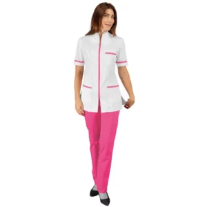 Casaca Florida Isacco 002586, Blanco/Fucsia: prenda vestida, cuerpo entero