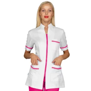 Casaca Florida Isacco 002586, Blanco/Fucsia: prenda vestida