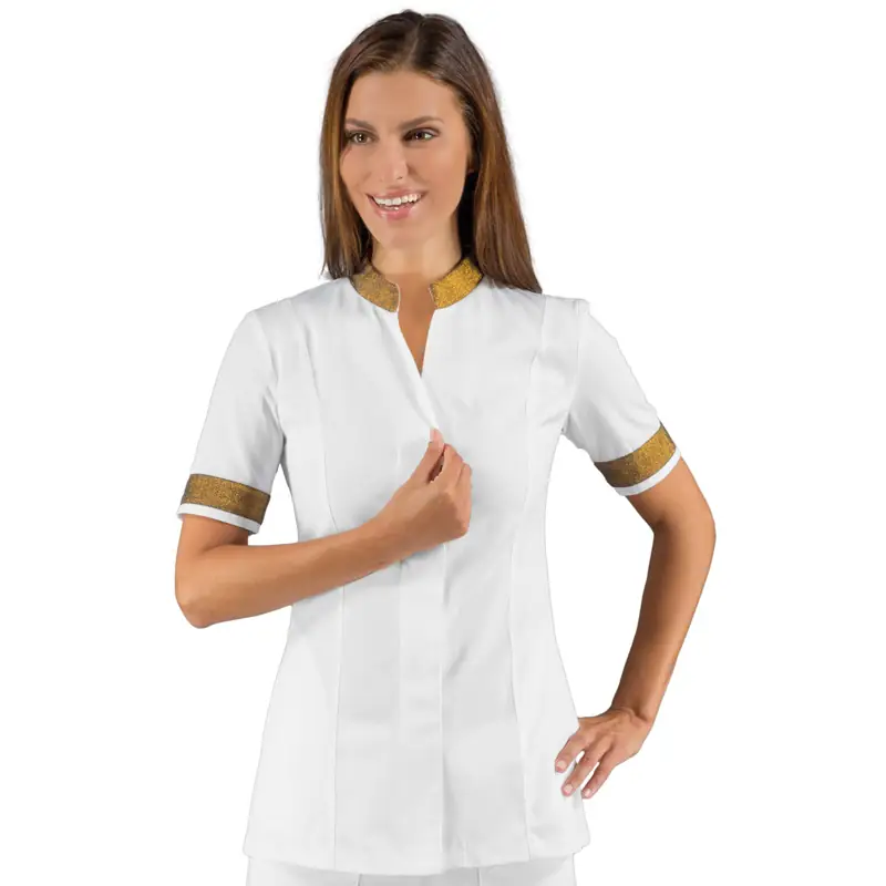 Casaca Isacco Hibiscus 002670 1 Casaca Hibiscus Isacco 002670, Blanco/Lurex gold: prenda vestida