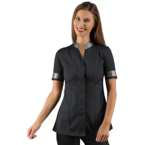 Casaca Hibiscus Isacco 002672, Negro/Lurex silver: prenda vestida