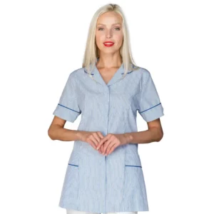 Casaca Isacco Zama 004716, color Raya azzurro/Blu cina, vista frontal con modelo