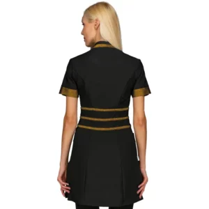 Casaca Isacco Cheyenne 004971, color Negro/Lurex gold, vista posterior con modelo