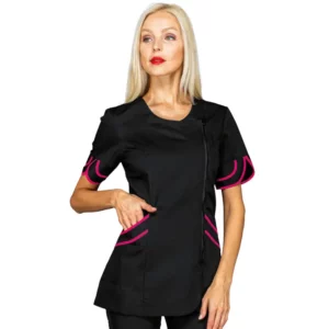 Casaca Isacco Babilonia Zip 005560, color Negro/Fucsia, vista frontal con modelo