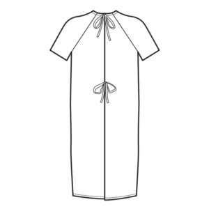 Camisón de paciente Isacco 006090, Celeste, esquema de vista trasera