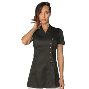 Casaca Isacco Limoges 006501, color Negro, vista frontal con modelo