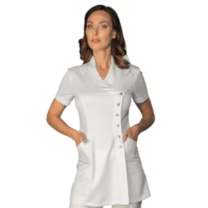 Casaca Isacco Limoges 006510, color Blanco, vista frontal con modelo