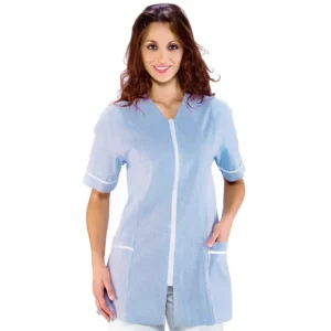Casaca Isacco Victoria 006802, color Raya azzurro/Blanco, vista frontal con modelo