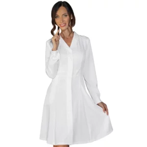 Vestido Isacco Mayflower Tecnostretch 007100, color Blanco, vista frontal con modelo