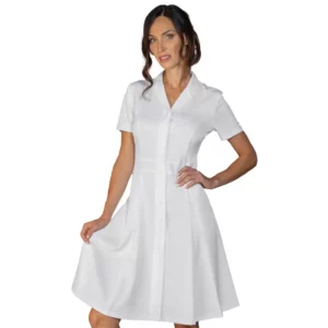 Vestido Isacco Mayflower Tecnostretch 007100M, color Blanco, vista frontal con modelo