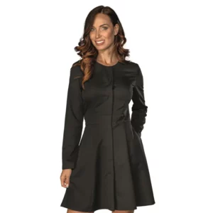 Vestido Isacco Salonicco Bohème 007211, color Negro, vista frontal con modelo