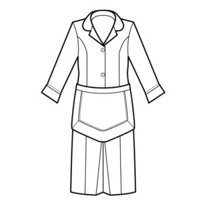 Uniforme Isacco Kinshasa 007302 con delantal, color Blu/Blanco, esquema frontal