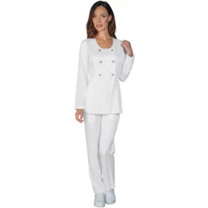 Casaca Isacco Malta Tecnostretch 007410, color Blanco, vista frontal completa con modelo
