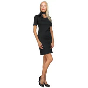 Vestido Isacco Sidney Jersey Milano 007491M, color Negro, vista frontal completa con modelo