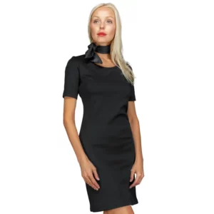Vestido Isacco Sidney Jersey Milano 007491M, color Negro, vista frontal con modelo