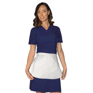 Bata Isacco Monastir 007602G con delantal Manila, color Blu/Blanco, vista frontal con modelo