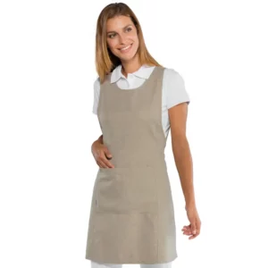 Casulla Isacco Papeete Long 013516, color Natural, vista frontal con modelo