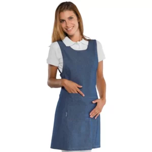 Casulla Isacco Papeete Long 013577, color Jeans, vista frontal con modelo