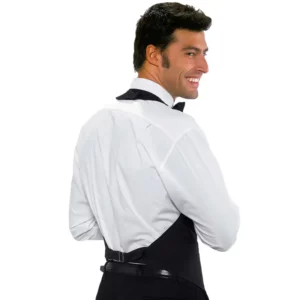 Chaleco Isacco Bolero 035000, color Negro, vista posterior con modelo