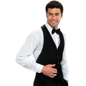 Chaleco Isacco Bolero 035000, color Negro, vista frontal con modelo