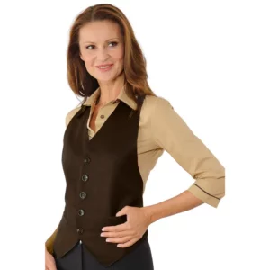 Chaleco Isacco Bolero 035085, color Moro, vista frontal con modelo
