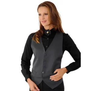 Chaleco Isacco Bolero 035087, color Antracita, vista frontal con modelo