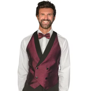 Chaleco Isacco Darlington 035143, color Lurex 03, vista frontal con modelo