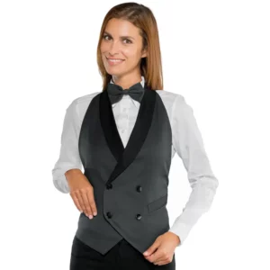 Chaleco Isacco Darlington 035187, color Antracita/Negro, vista frontal con modelo