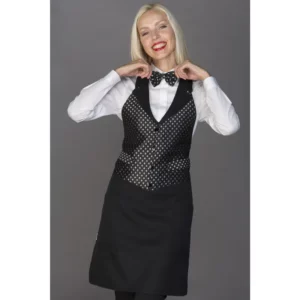 Delantal chaleco Isacco Victor 037211, color Negro/Murano 01, vista alternativa frontal con modelo