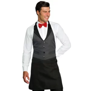 Delantal chaleco Isacco Victor 037297, color Antracita/Negro, vista frontal con modelo