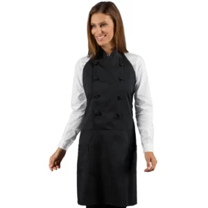 Delantal chaleco Isacco Assuan 037301, color Negro, vista frontal con modelo