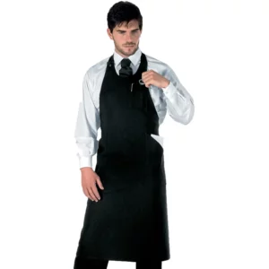 Delantal con peto Isacco Sommelier 049001, Negro, vista frontal con modelo