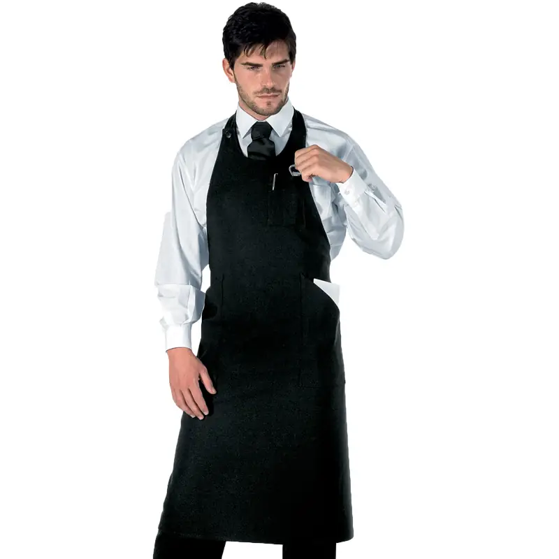 Delantal con peto Isacco Sommelier 049001 1 Delantal con peto Isacco Sommelier 049001, Negro, vista frontal con modelo