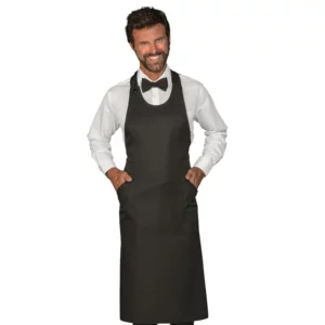 Delantal con peto Isacco Sommelier NP 049001NP, Negro, vista frontal con modelo