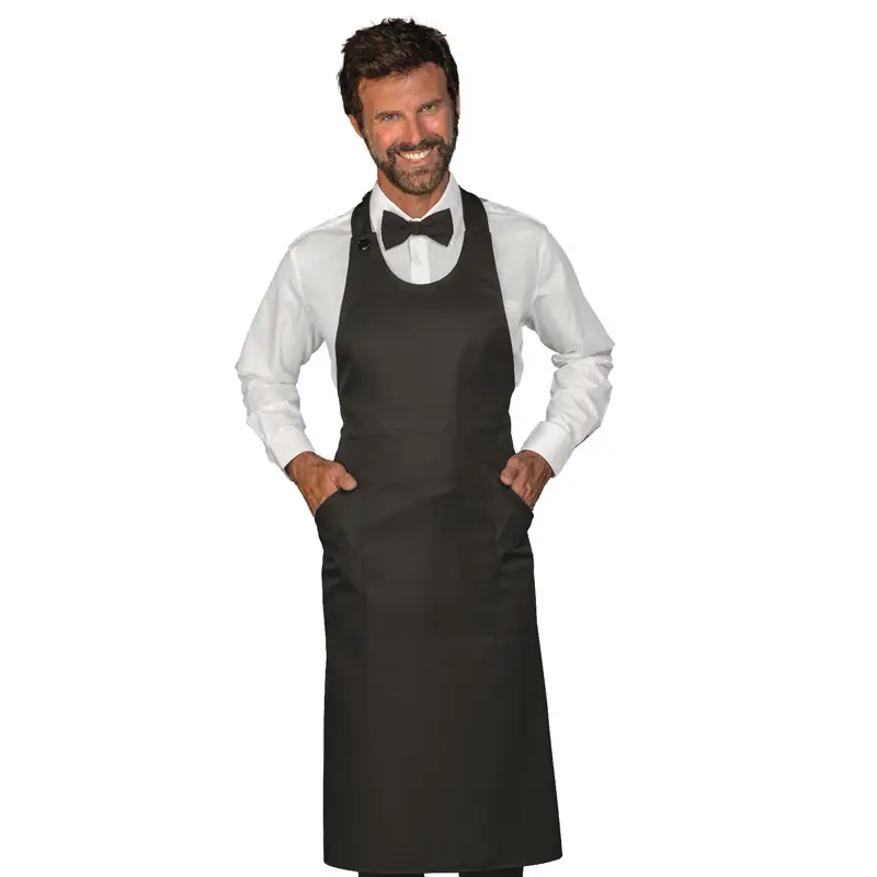 Delantal con peto Isacco Sommelier NP 049001NP 1 Delantal con peto Isacco Sommelier NP 049001NP, Negro, vista frontal con modelo