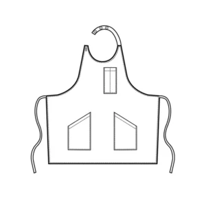 Delantal con peto Isacco Sommelier Short 049003S, Burdeos, esquema frontal con cintas
