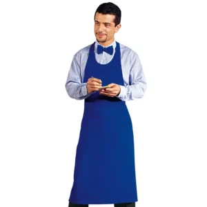 Delantal con peto Isacco Sommelier 049006, Blu cina, vista frontal con modelo