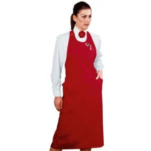 Delantal con peto Isacco Sommelier 049007, Rojo, segunda vista con modelo