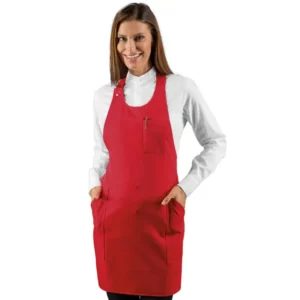 Delantal con peto Isacco Sommelier Short 049007S, Rojo, vista frontal con modelo