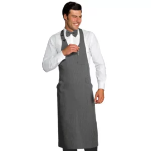 Delantal con peto Isacco Sommelier 049008, Gessato, vista frontal con modelo