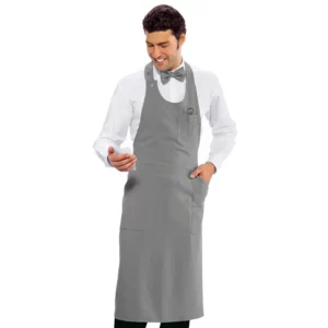 Delantal con peto Isacco Sommelier 049012, Gris, vista frontal con modelo